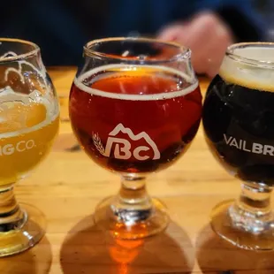 three different types of beers