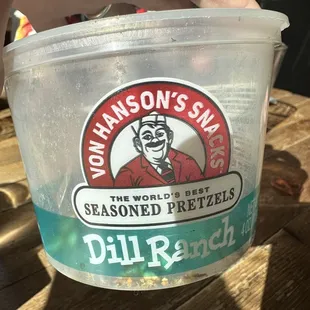 Pretzel snacks available at the counter to purchase