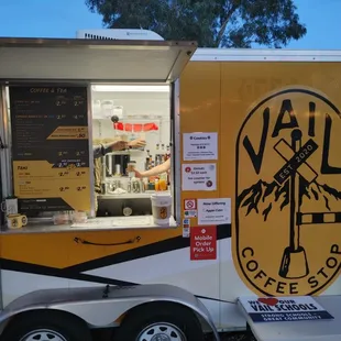 a food truck parked in a parking lot