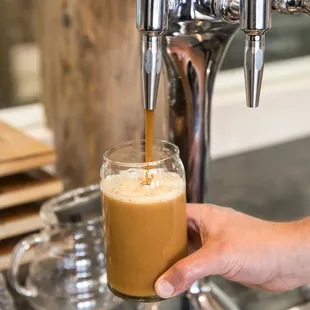 Four Cold taps featuring Nitro Cold Brew and Iced Tea and Kambuchia