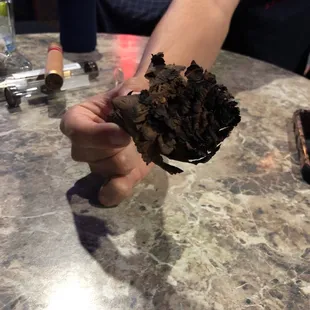 a person holding a flower