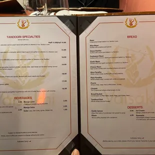 the menu