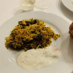 Goat Dum Biryani Cucumber Raita