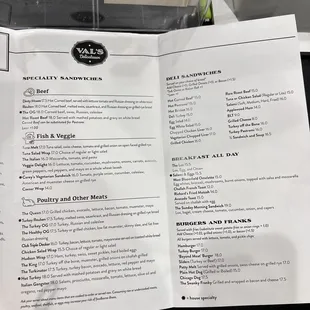menu