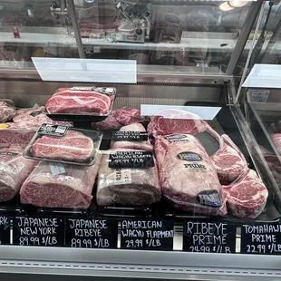 various cuts of meat