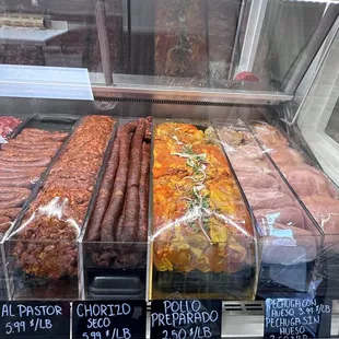 a variety of sausages