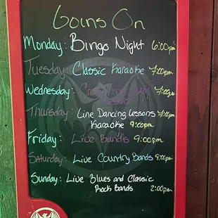 Subject to change obviously, but this is the way the week was laid out when I dropped by.