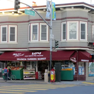 a bicycle parked in front of the store