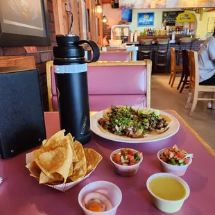 Total $8.80 for 2 Carne asada + 1 lengua (cash price) 5-20-2023. Chips &amp; salsa complimentary