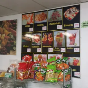 a variety of food items on display