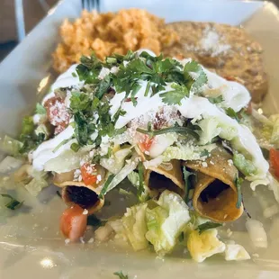 Shredded Beef Flautas combo.