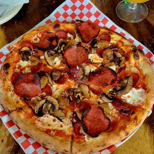 11&quot; Brick Oven Suprema Pizza $20.00 (09/20/22). @LanikaiBrewing #Lanikai #Kailua @ValentinasBrickOven #Pizza #FoodPorn