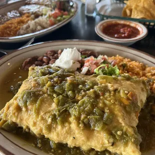Stuffed sopapilla with green chile
