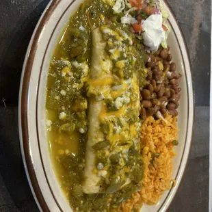 Green chile smothered burrito