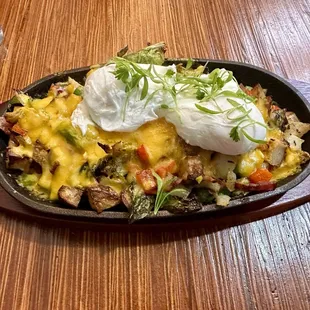 Seasonal Hash with Brussel sprouts and poached eggs.