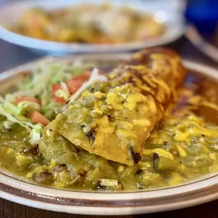 Carne Asada beef enchilada topped with red &amp; green salsa, the red is better than the green this year :)...