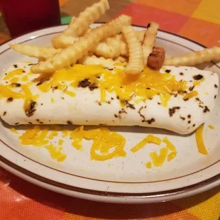 Kids burrito and fries