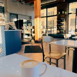 a cup of coffee on a table
