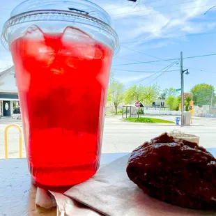 Hibiscus Cold Brew Tea and Cruller
