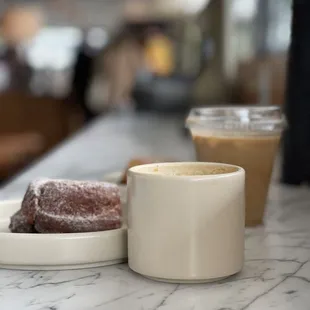 Sweet Corn Latte and sugar donut