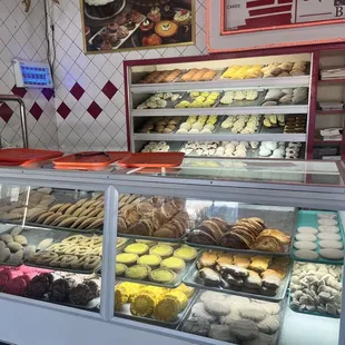 a display of pastries and pastries