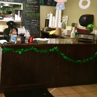 My food sat while cashier left to go to the bathroom for a long time.. ( floor needs washing )