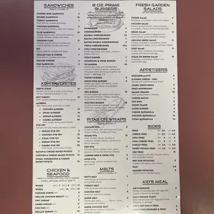 Lunch menu
