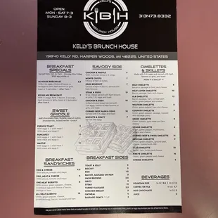 Breakfast menu