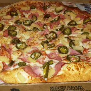 Canadian bacon, pineapple, jalapenos