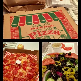 Pleasing the bb nephews: Small pepperoni pizza (apple for size, enough for 2), Greek Salad (small but was enough for 2-3) &amp; breadsticks