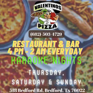 Karaoke schedule