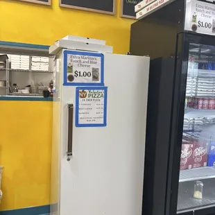 Prices for the 24 inch pizza options, &amp; side sauces