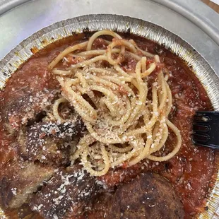Pasta and meatballs
