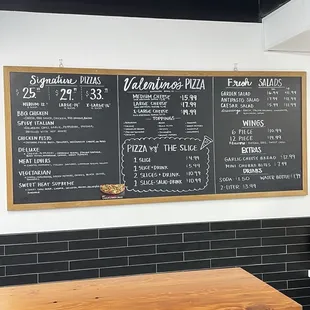 The menu as of November 2024