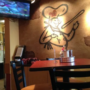 a cartoon character on the wall