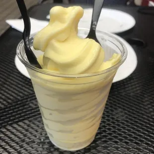 Dole pineapple soft serve, already enjoying it.