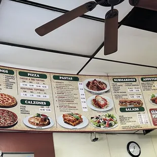 The spread!  Awaiting our 2 Giant party pizzas and wings