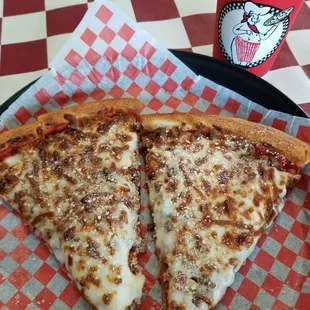 two slices of cheese pizza