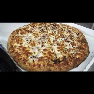 a pizza on a pan