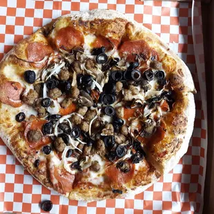 Small pizza. (Look at all those toppings!!)