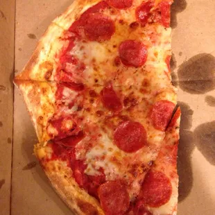 Not good. This was half of a large. VERY small pizza, sliced very poorly