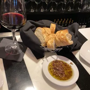 Complimentary bread and oil