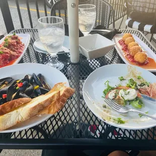 Mussels, Lobster Ravioli, Meatballs