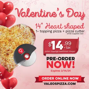 Call ahead or order online. Share a pizza of your heart with a loved one.