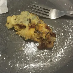 Well oiled plate at meal's end.