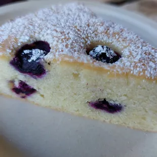 a slice of blueberry cake