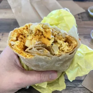 Egg, potato, rice &amp; cheese.