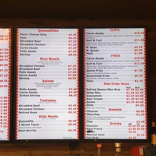 Menu Part 3 as of June 2023