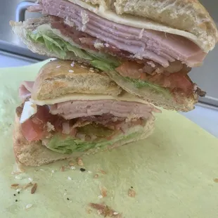 Everything bagel club, all veggies, honey turkey,bacon,cheese sandwich is mm mmmmm good!!!