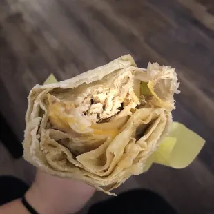 &quot;Burrito&quot;. More like a tortilla with a shred of chicken in it. $7.80. It&apos;s supposed to be beans, cheese and chicken.